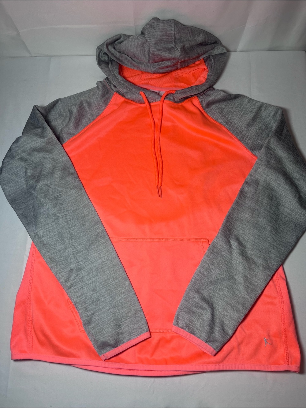 Danskin Now Neon Coral and Heather Gray Hooded Pullover